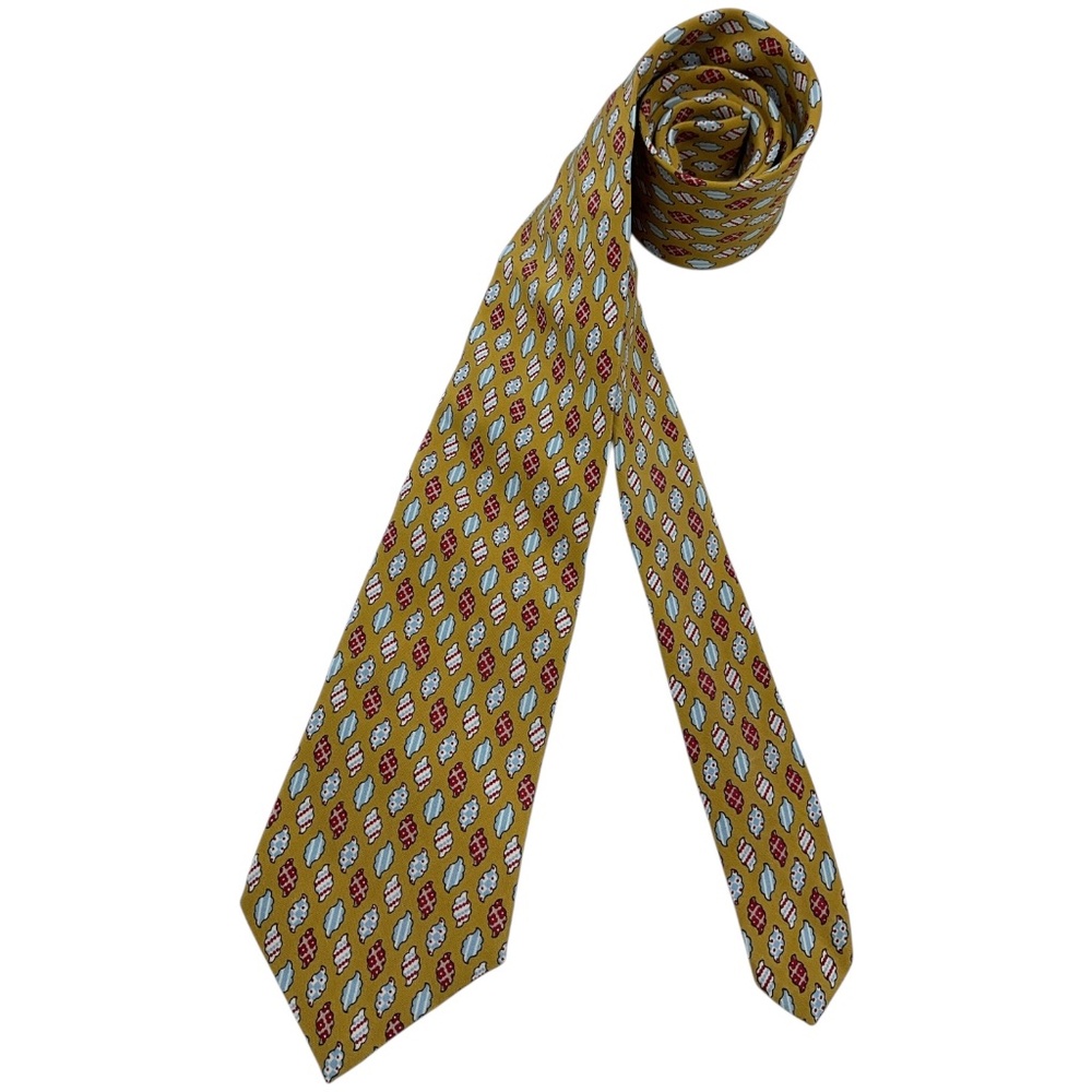 🆕HARDY AMIES Beige Art Silk LUXURY Tie ITALY